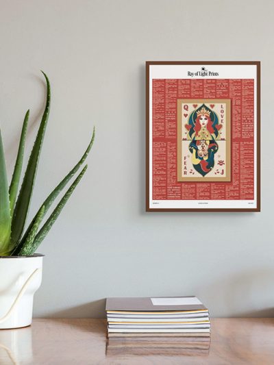 Love and Fear Print print by Ray of Light Prints hanging in a minimal room — symbolising how intentional visuals can shape your mindset.