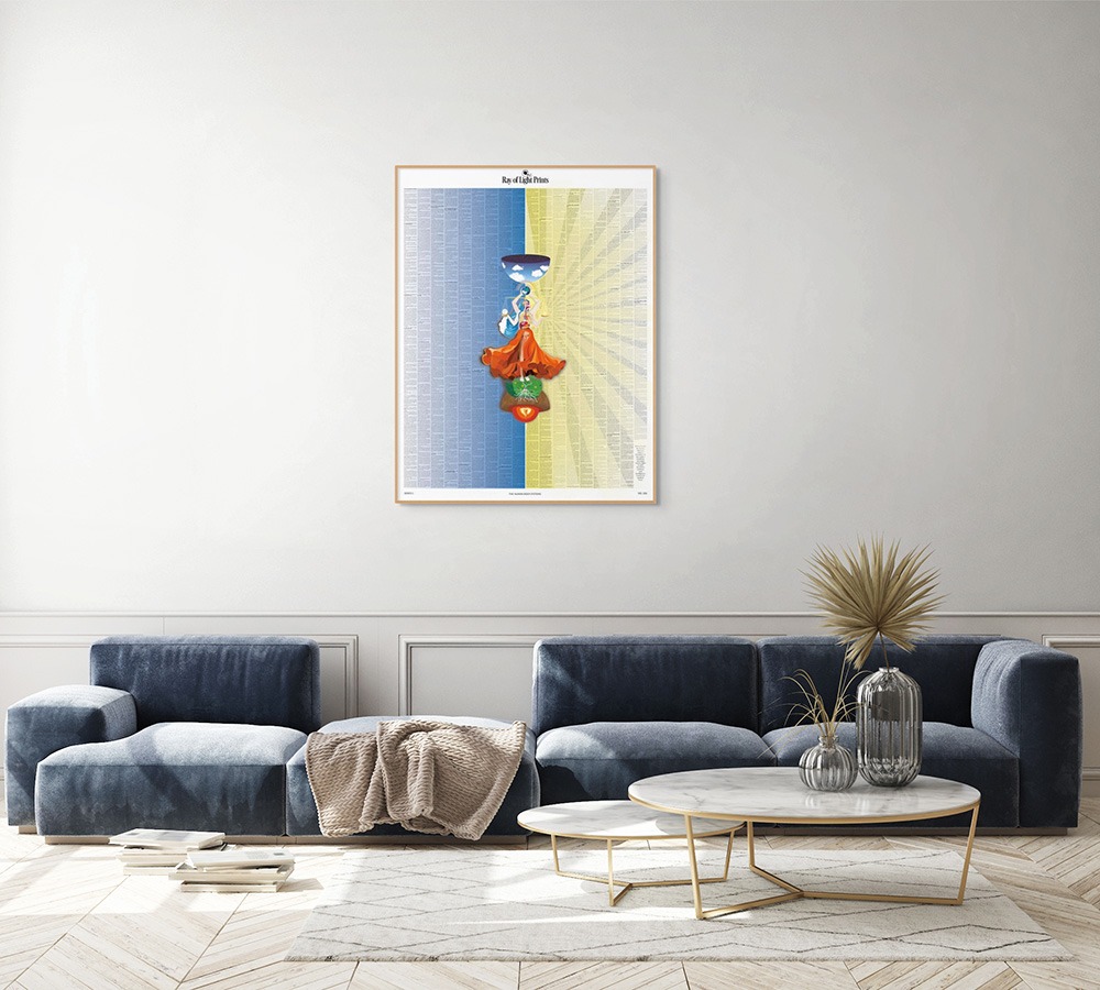 Ray of Light Prints artwork on wall showing the interconnected systems of the human body.