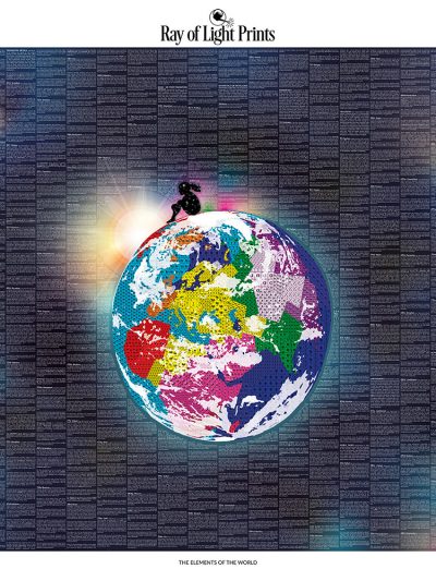 Full artwork of The Elements of the World print (Dark Edition) by Ray of Light Prints.