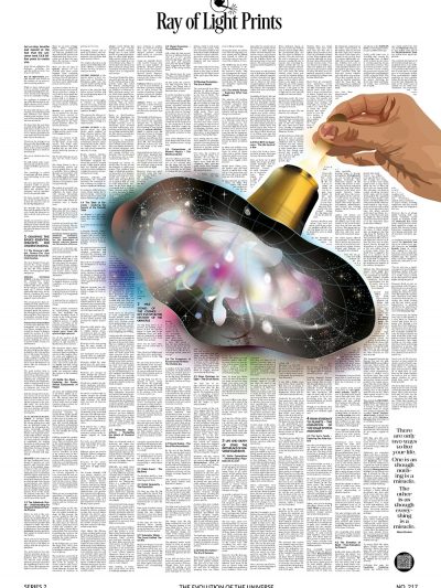 Full artwork of The Evolution of the Universe print (White Edition) by Ray of Light Prints.